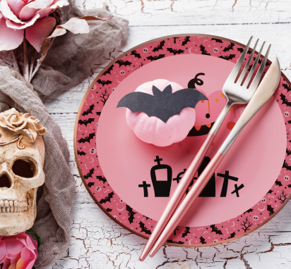 Halloween Pink Party Themed Disposable Paper Plate HW-011